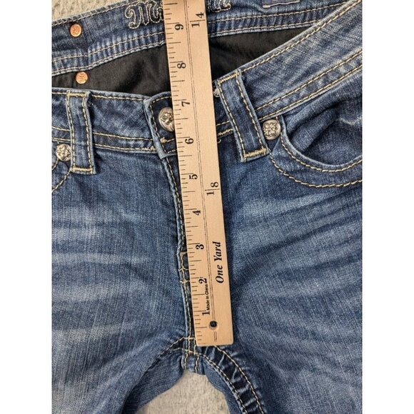 Miss Me Jean Shorts Women 28 Denim Stretch Colorful Sequins Cutoff Flap Pocket - Picture 12 of 16